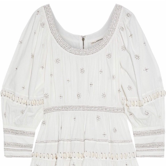 White Woman Adama Embellished Cotton-Poplin Mini Dress - Picture 3 of 7